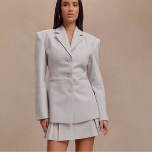 MESHKI Light Gray Tailored Blazer Jacket